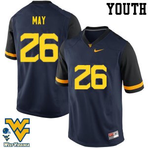 Youth West Virginia Mountaineers NCAA #26 Tyler May Navy Authentic Nike Stitched College Football Jersey FC15X23RI